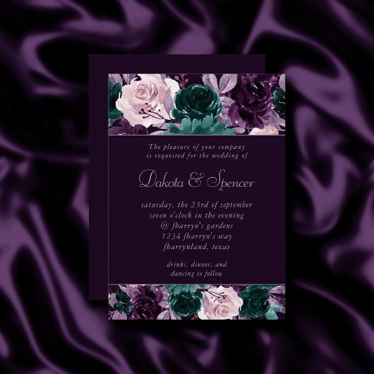 Invitation Moody Boho | Grotte foncée pourpre et Turquoise