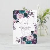 Invitation Moody Boho | Mariage de cadre floral pourpre d'aub (Debout devant)