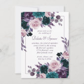 Invitation Moody Boho | Mariage de cadre floral pourpre d'aub (Devant)