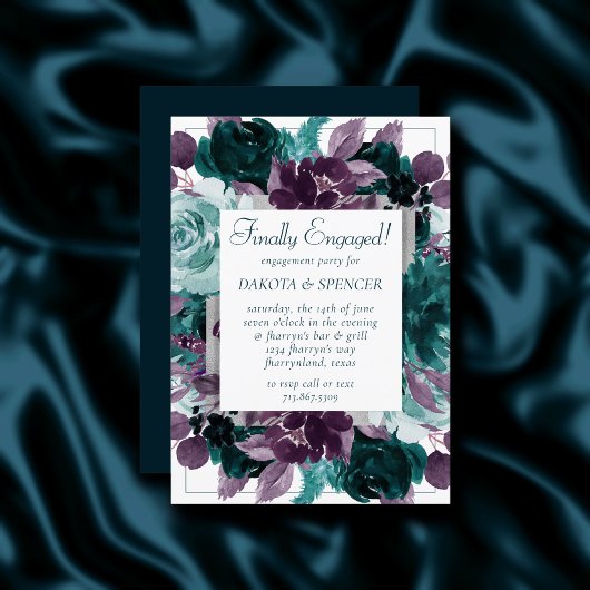 Invitation Moody Boho | Roses Turquoises et violets Finalemen