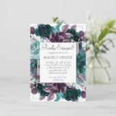 Invitation Moody Boho | Roses Turquoises et violets Finalemen (Debout devant)