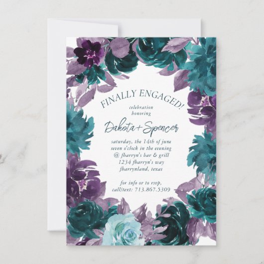 Invitation Moody Boho | Turquoise et violet Enfin partie enga (Devant)