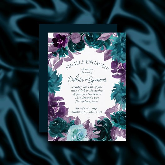 Invitation Moody Boho | Turquoise et violet Enfin partie enga