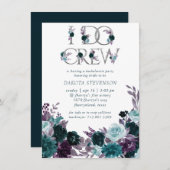 Invitation Moody Boho | Turquoise Floral I Do Crew Fête des m (Devant / Derrière)