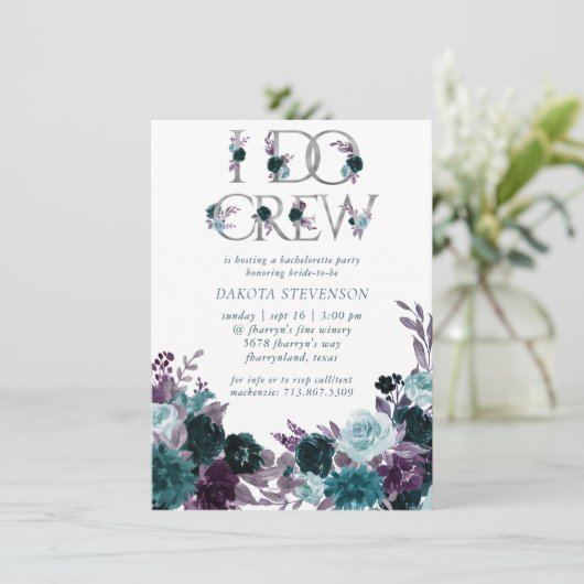 Invitation Moody Boho | Turquoise Floral I Do Crew Fête des m (Debout devant)