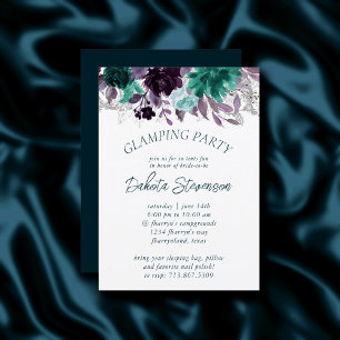 Invitation Moody Boho   Turquoise Glamping Floral Garland