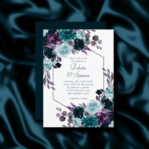 Invitation Moody Boho Turquoise Turquoise Dark Floral Maria