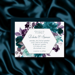Invitation Moody Boho Turquoise Turquoise Dark Floral Maria