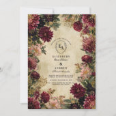 Invitation Moody Bourgogne et Antique Gold Elegance (Devant)