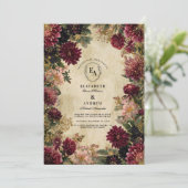 Invitation Moody Bourgogne et Antique Gold Elegance (Debout devant)