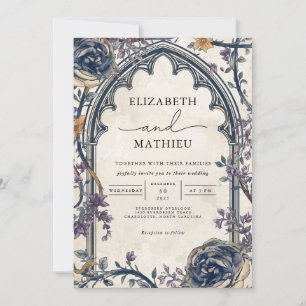 Invitation Moody Burgundy Arc gothique Mariage floral