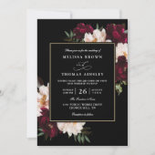 Invitation Moody Burgundy Blush Floral QR Code Wedding (Devant)