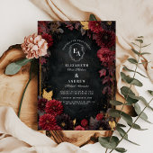 Invitation Moody Burgundy Dahlia Mariage de automne