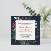 Invitation Moody Burgundy & Navy Blue Floral Frame Mariage (Debout devant)