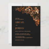 Invitation Moody Burnt Orange Floral Mariage (Devant)