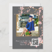 Invitation Moody Charcoal and Pink Cherry Blossom Graduation (Dos)