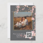 Invitation Moody Charcoal and Pink Cherry Blossom Wedding (Dos)