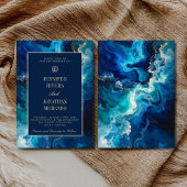 Invitation Moody Coastal Ocean Blue Elegant Beach Wedding