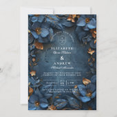 Invitation Moody Copper Floral Wedding (Devant)