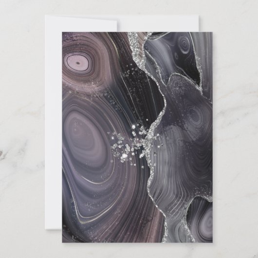 Invitation Moody Dark Agate Mariage Parties scintillant en ar (Dos)