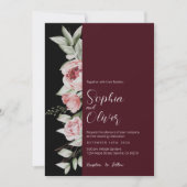 Invitation Moody Dark Bourgogne Floral Mariage gothique (Devant)