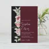 Invitation Moody Dark Bourgogne Floral Mariage gothique (Debout devant)