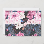 Invitation Moody Dark Floral | Dîner d'anniversaire noir et r (Dos)