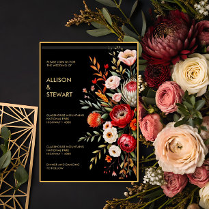 Invitation Moody Dark Floral Mariage d'élégance botanique