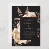 Invitation Moody Dark Floral Rose or QR Code Mariage (Devant)