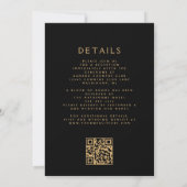 Invitation Moody Dark Floral Turquoise Gold QR Code Mariage (Dos)