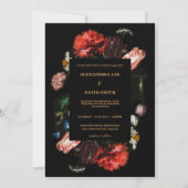 Invitation Moody Dark Red Floral Black Custom Request Mariage (Devant)