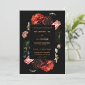 Invitation Moody Dark Red Floral Black Custom Request Mariage (Debout devant)