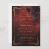 Invitation Moody Dark Romance Wedding Burgundy Gold (Devant)