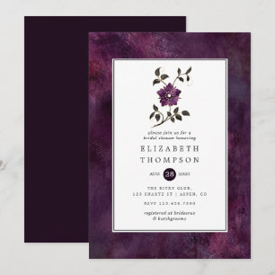 Invitation Moody Deep Plum Velvet Fête des mariées florale