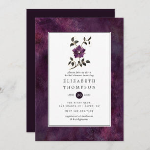 Invitation Moody Deep Plum Velvet Fête des mariées florale