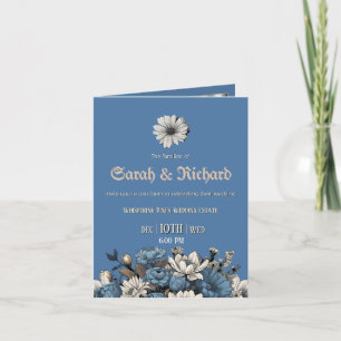 Invitation Moody Denim & Navy Floral Custom Photo Mariage