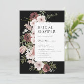 Invitation Moody Dusty Rose Floral Fête des mariées (Debout devant)