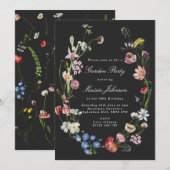 Invitation Moody Dutch Floral Wreath Garden Fête Anniversaire (Devant / Derrière)
