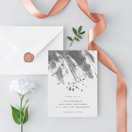 Invitation Moody Enk | Mariage noir et blanc Abstrait