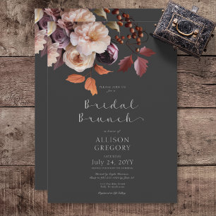 Invitation Moody Fall Burgundy & Cream Peonies Bridal Brunch