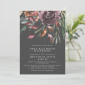 Invitation Moody Fall Floral Burn Purple Mariage (Debout devant)
