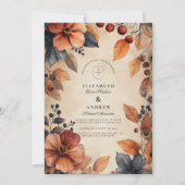 Invitation Moody Fall Floral Mariage Style Vintage (Devant)