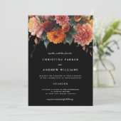 Invitation Moody Floral Dark Elégant Automne Mariage d'hiver (Debout devant)