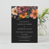 Invitation Moody Floral Dark Élégant mariage vintage (Debout devant)