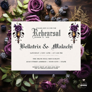 Invitation Moody Floral Goth Deep Amethyst Purple Rose