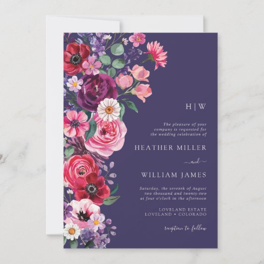 Invitation Moody Floral Mariage (Devant)