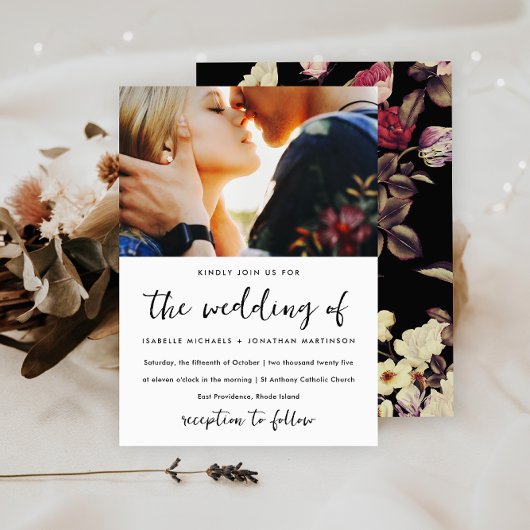 Invitation Moody Floral Pattern Mariage photo