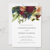 Invitation Moody Floral Photo Mariage Bourgogne (Devant)