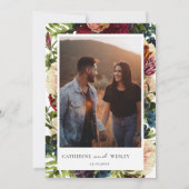 Invitation Moody Floral Photo Mariage Bourgogne (Dos)