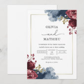 Invitation Moody Floral Romance Mariage (Devant / Derrière)